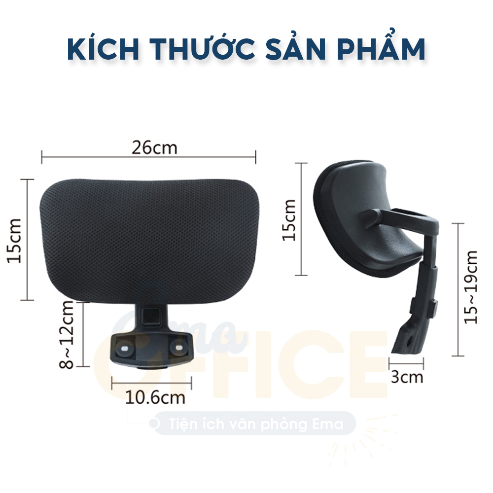 Tựa đầu gắn thêm ghế văn phòng EMA - Biến ghế thường thành ghế công thái học