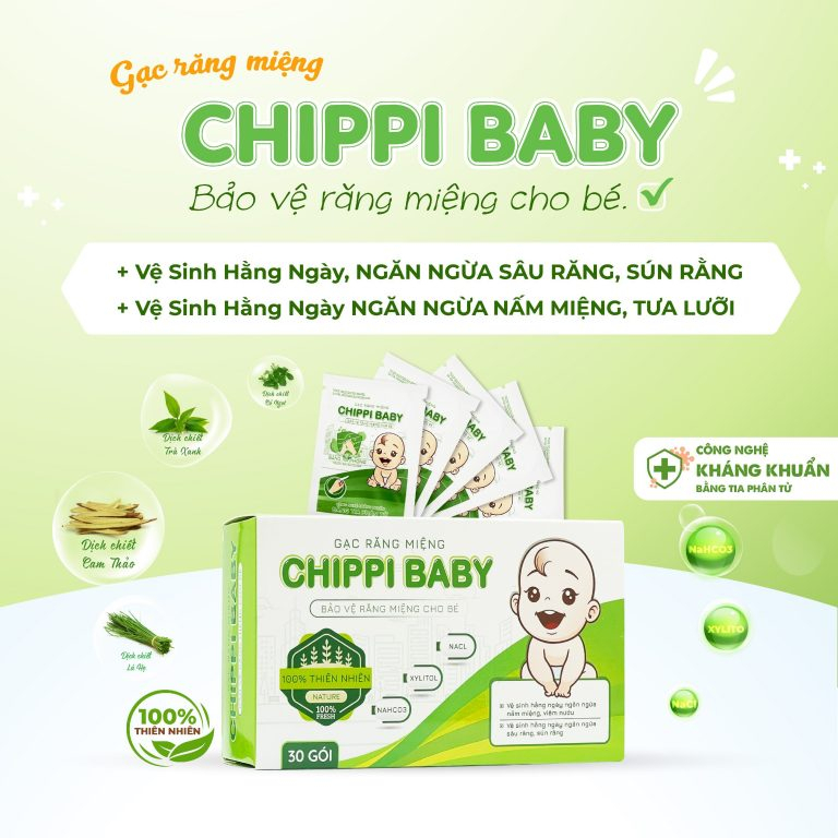 Gạc Răng Miệng Cho Bé Chippi Baby Hộp 30 Gói - Công Nghệ Kháng Khuẩn Tiên Tiến Ngăn Ngừa Sâu Răng Sún Răng
