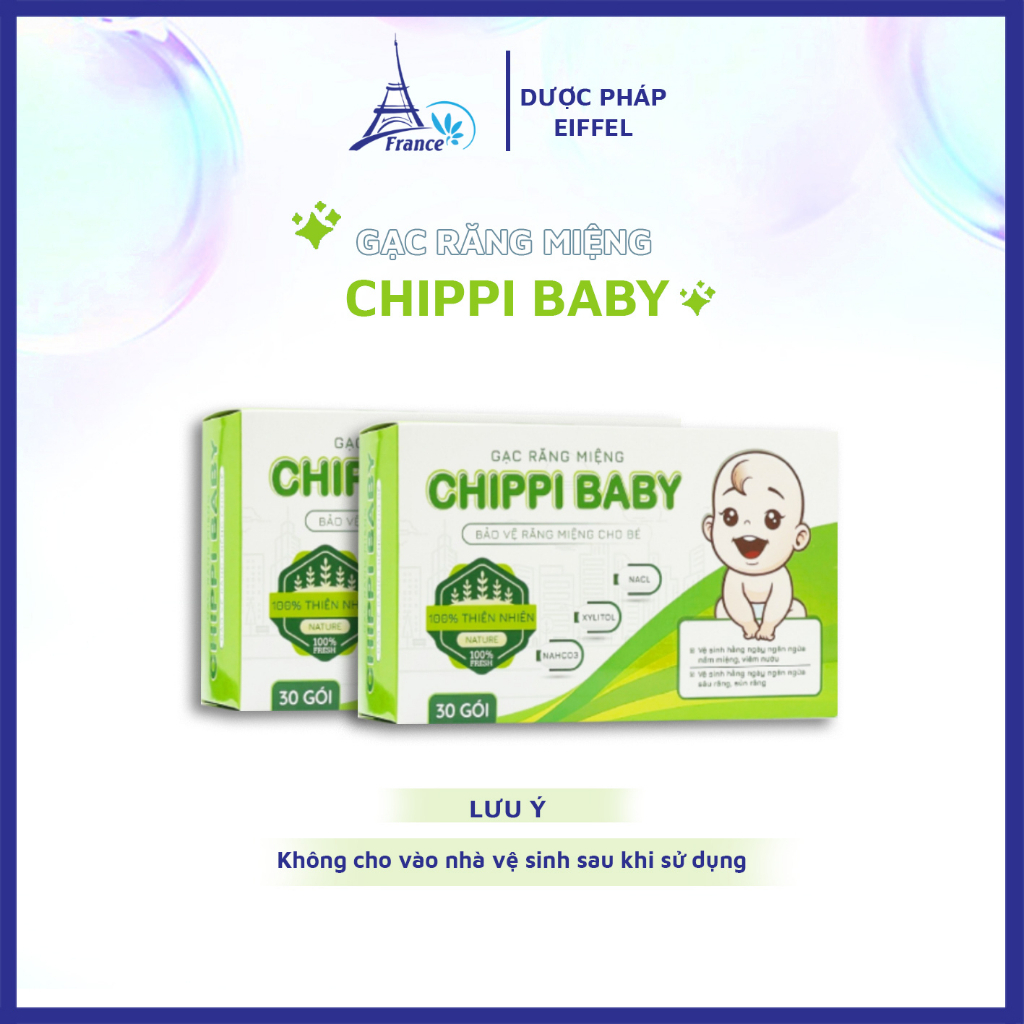 Gạc Răng Miệng Cho Bé Chippi Baby Hộp 30 Gói - Công Nghệ Kháng Khuẩn Tiên Tiến Ngăn Ngừa Sâu Răng Sún Răng