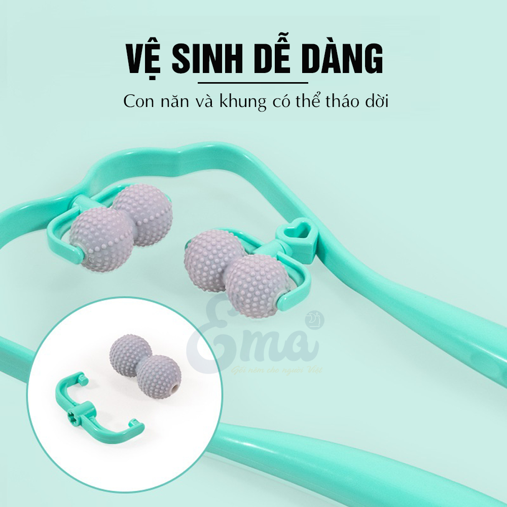 Dụng cụ massage cầm tay Ema - Con lăn 6 bóng giúp massage Cổ - Gáy