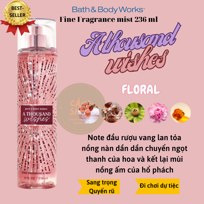 XỊT THƠM BATH & BODY WORKS BODY MIST NHIỀU MÙI, BILL MỸ