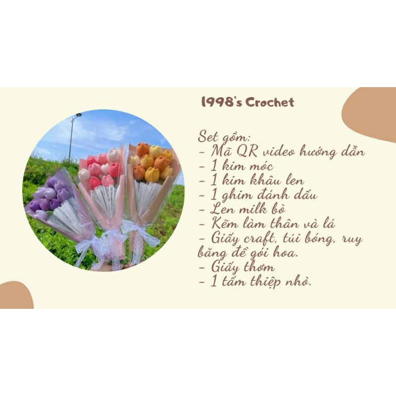 Set nguyên liệu tự làm hoa Tulip len đơn giản dành tặng những người thân yêu🧶