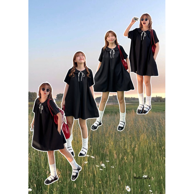 Đầm babydoll phối nơ - Kindergarten Dress
