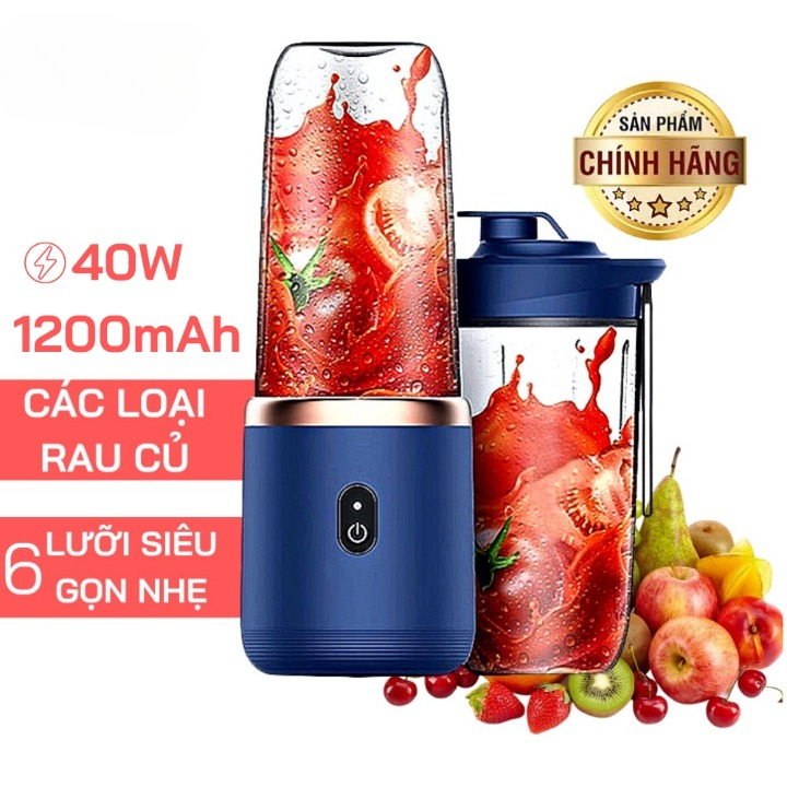 Máy Xay Sinh Tố Mini Cầm Tay. Cup 300ML Cầm Tay 6 Lưỡi - Sử Dụng Pin Sạc Cổng USB Siêu Tiện Lợi