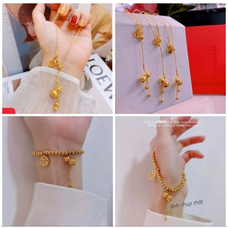 Lắc tay titan nữ hồ lô thời trang hàn quốc được thiết kế tinh xảo, độc đáo.