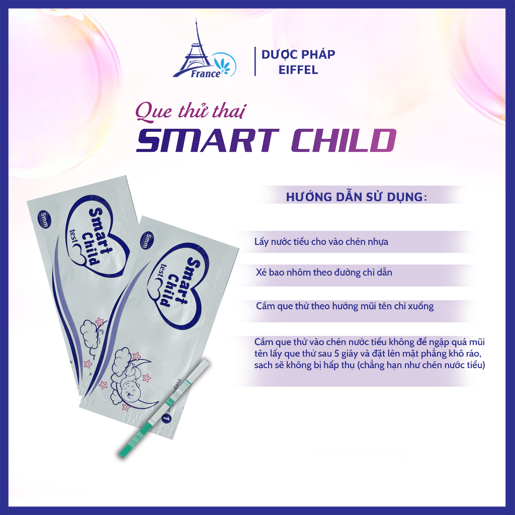 Que Thử Thai SMART CHILD Giá Tốt Chính Xác Tới 99,99% Hộp 1 Que Phát Hiện Thai Và Tuần Tuổi Của Thai Nhi |