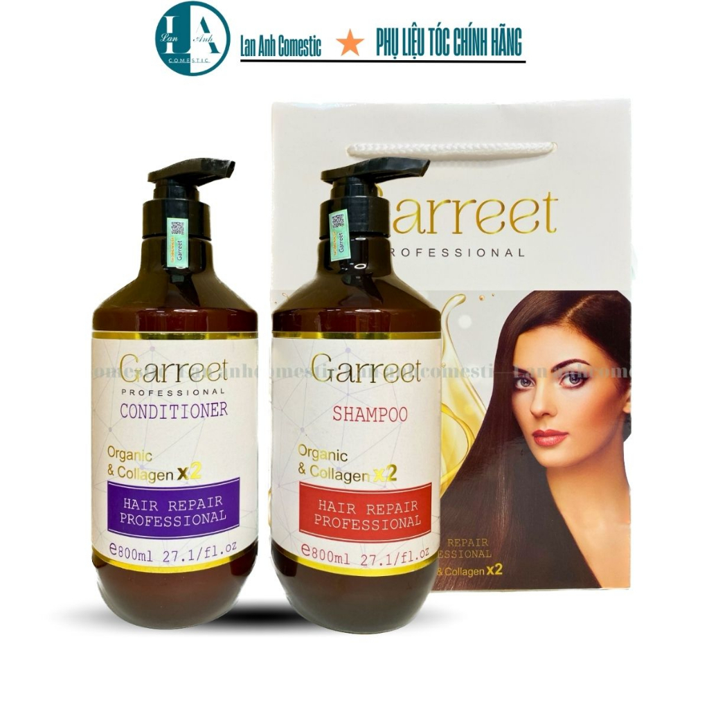Bộ Dầu Gội Xả GARREET Hương Nước Hoa Chống Rụng tóc Phục Hồi Tóc Hư Tổn 800mlx2 Hấp phục hồi Garreet 1000ml