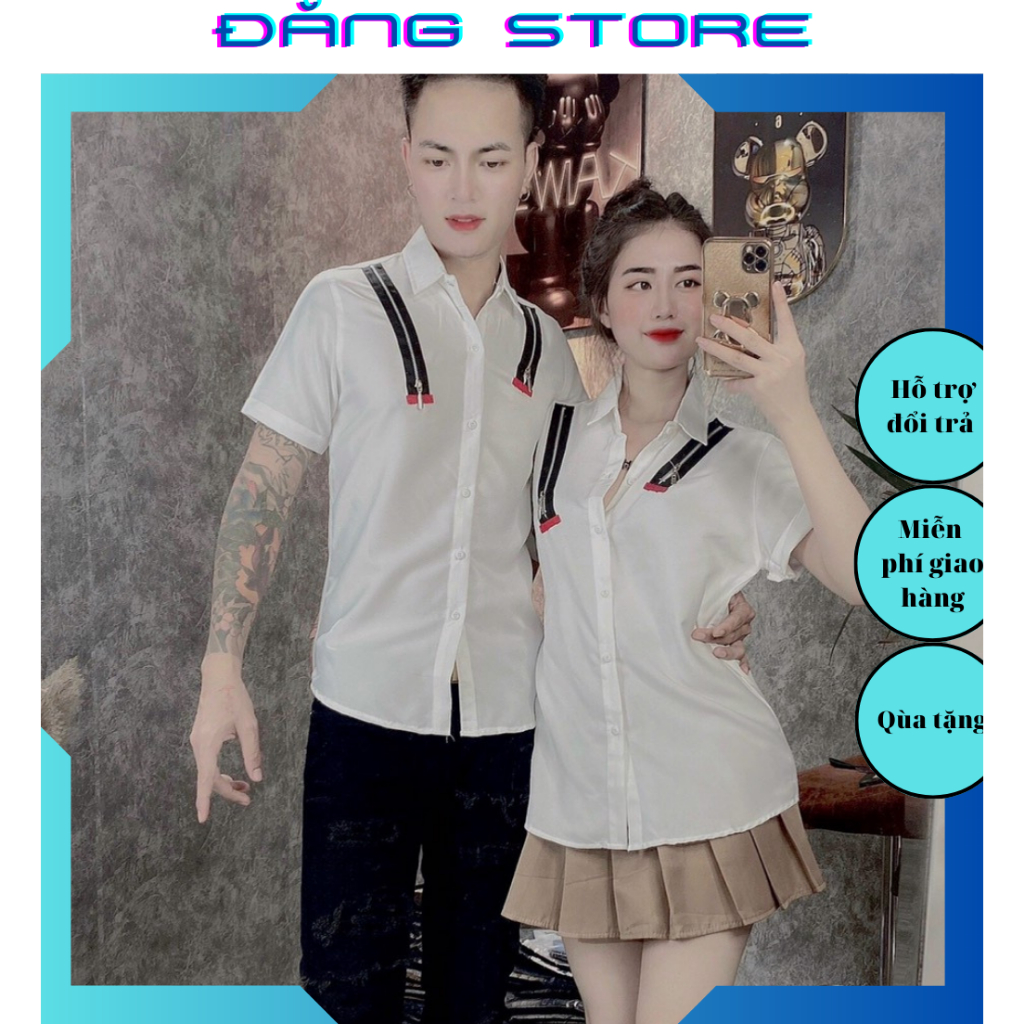 áo sơ mi nam, áo cặp đôi nam nữ ngắn tay H045 , vải kate lụa cao cấp, màu sắc đơn giản thanh lịch (ảnh thật) ĐĂNGSTORE