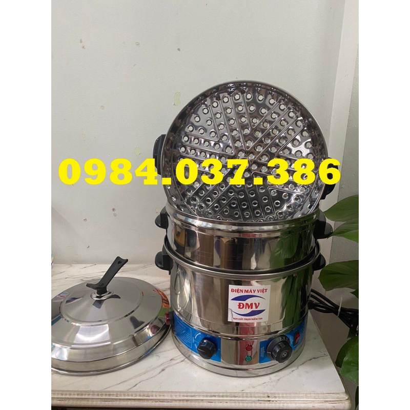 Nồi hấp cao cấp bằng điện 2 tầng, size 35cm...Bảo hành 12 tháng. Hấp bánh bao, xôi, gà, giò chả