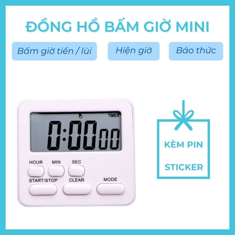 Đồng hồ điện tử để bàn đếm ngược bấm giờ hẹn nấu ăn, làm bánh, tập gym,chơi thể thao, học tập thông minh tiện lợi Diniso