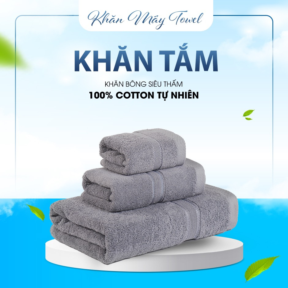 Khăn Tắm Gội Đầu Lau Mặt Dùng Cho Gia Đình Spa Khách Sạn 100% Cotton Thấm Hút