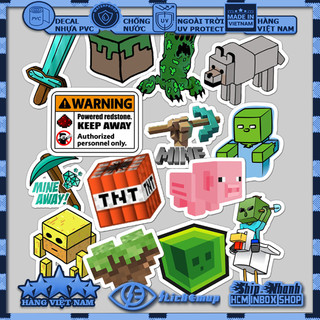 Sticker trò chơi MINICRAFT, hình dán MINICRAFT, sticker chống nước, dán mũ bảo hiểm, dán laptop, dán vali, dán xe