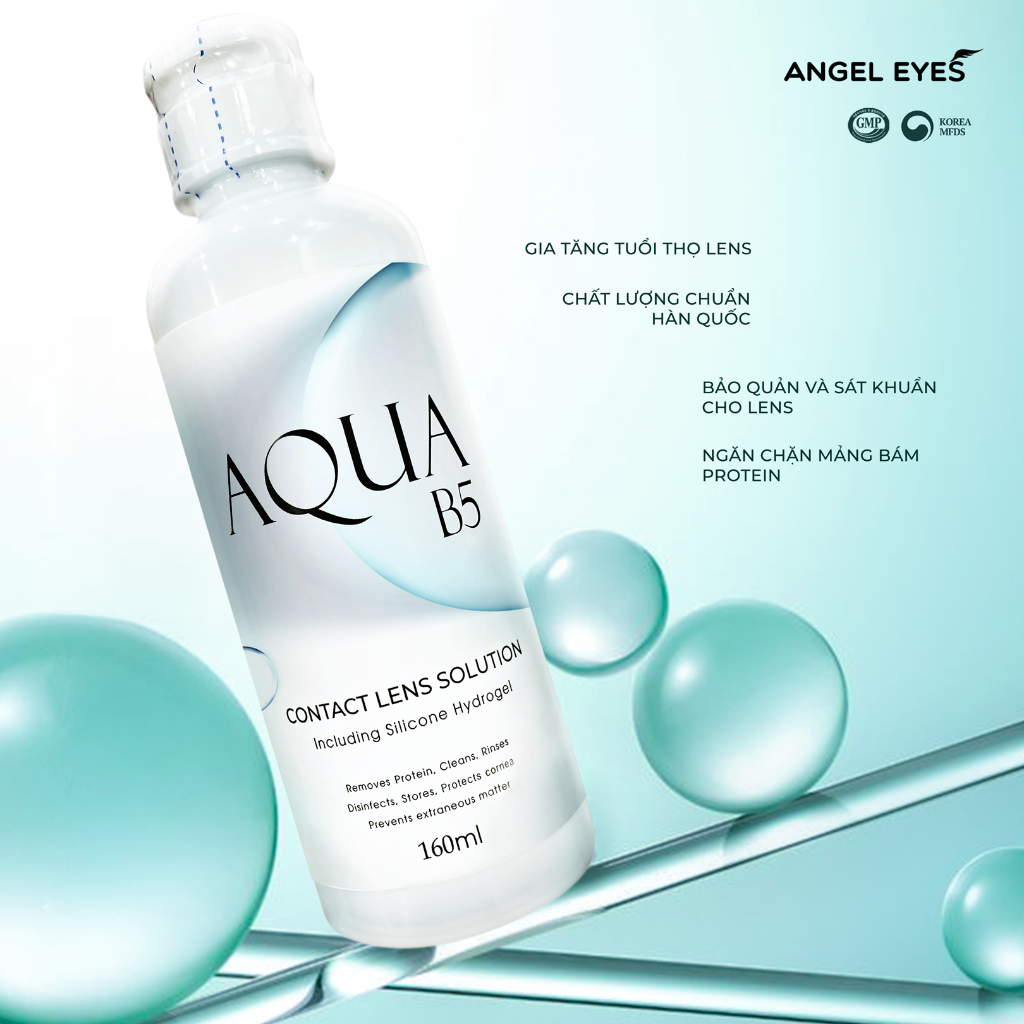 COMBO Nước Ngâm Lens 160ml + Nhỏ Mắt Lens 15ml Angel Eyes Aqua B5