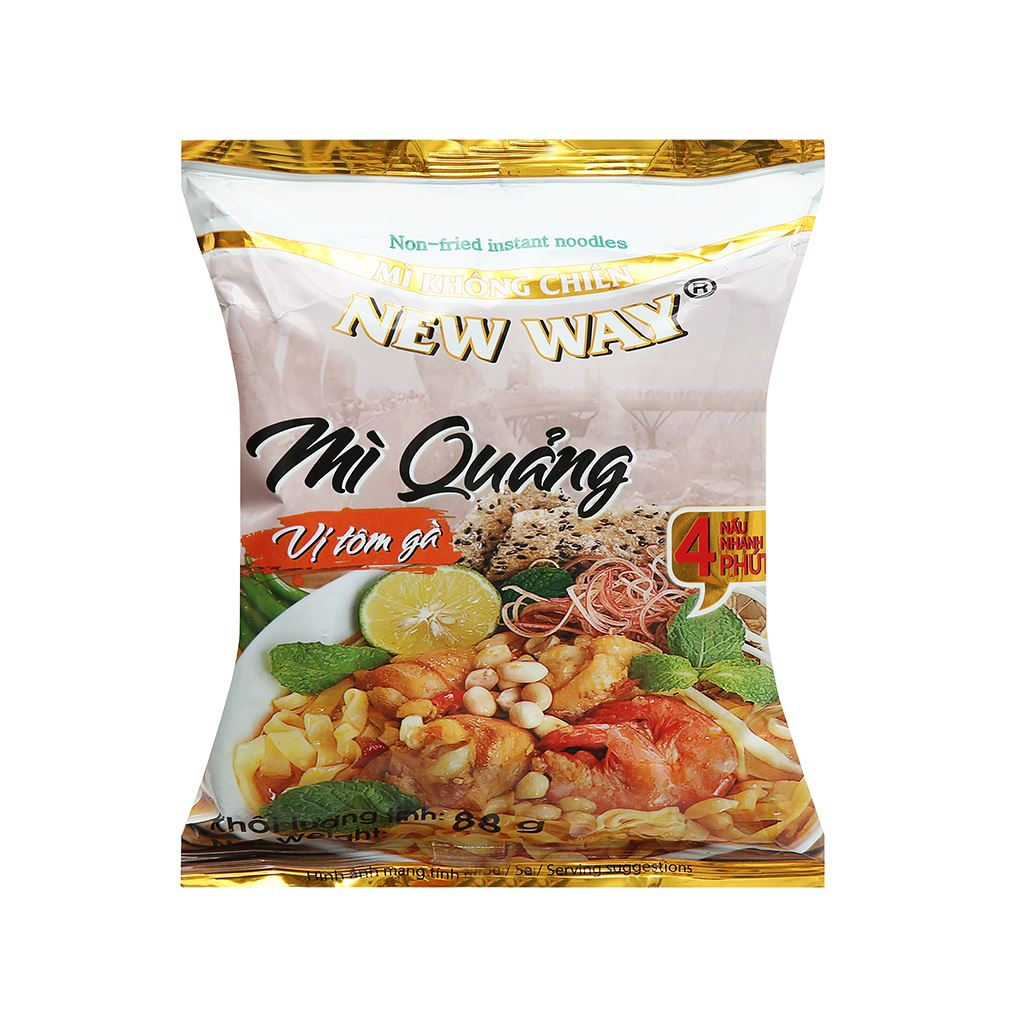 Mì quảng mì không chiên New Way vị tôm gà gói 88g - ăn rất ngon, không nóng
