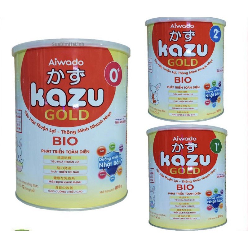 Sữa Kazu gold Bio đủ số 0+ 1+ 2+ 810g