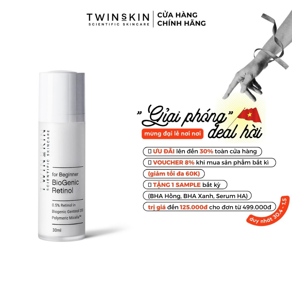 Biogenic Retinol Twins Skin 0.5% For Beginner – Kem Dưỡng Da, Ngừa Lão Hóa, Giảm Mụn Full Size 30ml
