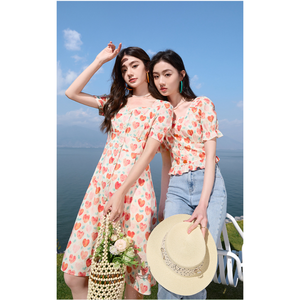 K734 Áo & Váy hoạ tiết xuất dư của X.YING