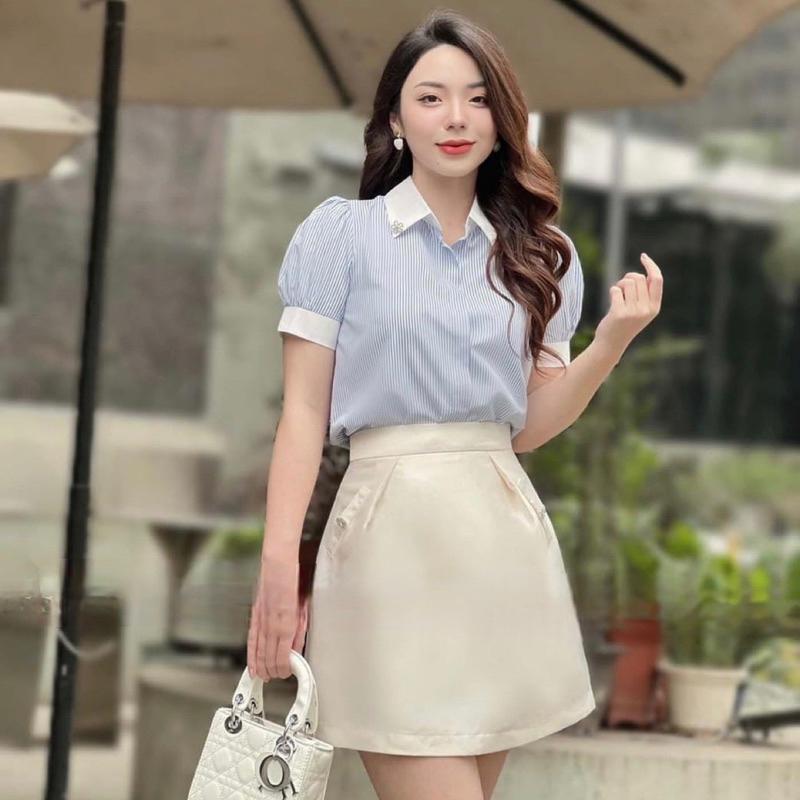 Áo sơ mi cộc tay G388 kiểu dáng trẻ trung mặc tôn da chất vải mát không nhăn Gem fashion