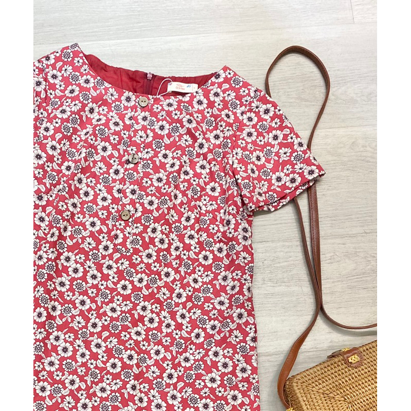 Váy Suông A Hoa Đỏ Thô Mát LÁ IN HOA