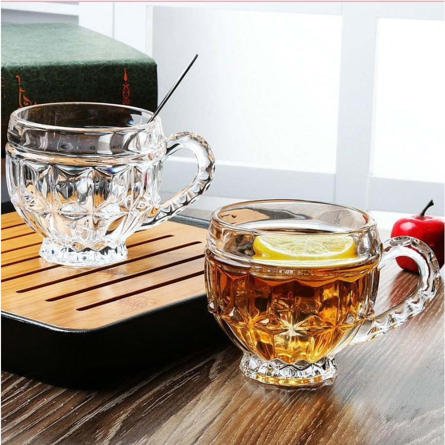 BỘ 6 TÁCH THUỶ TINH UỐNG TRÀ, CAFE CÓ TAY CẦM SANG TRỌNG