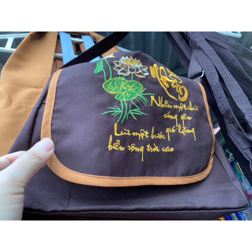 TÚI ĐI LỄ CHÙA THÊU HOA SEN