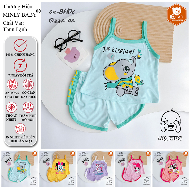 Bộ hai dây cho bé gái MINKY MOM thun lạnh cao cấp size 7-22kg