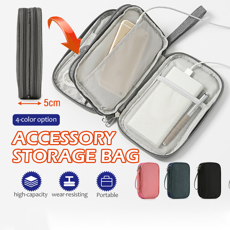 Túi Đựng Phụ Kiện 2 ngăn, Túi Đựng Pin Dự Phòng ,Sạc Cáp, điện thoại, cáp sạc usb, tai nghe, có quai xách Túi Đựng Giày