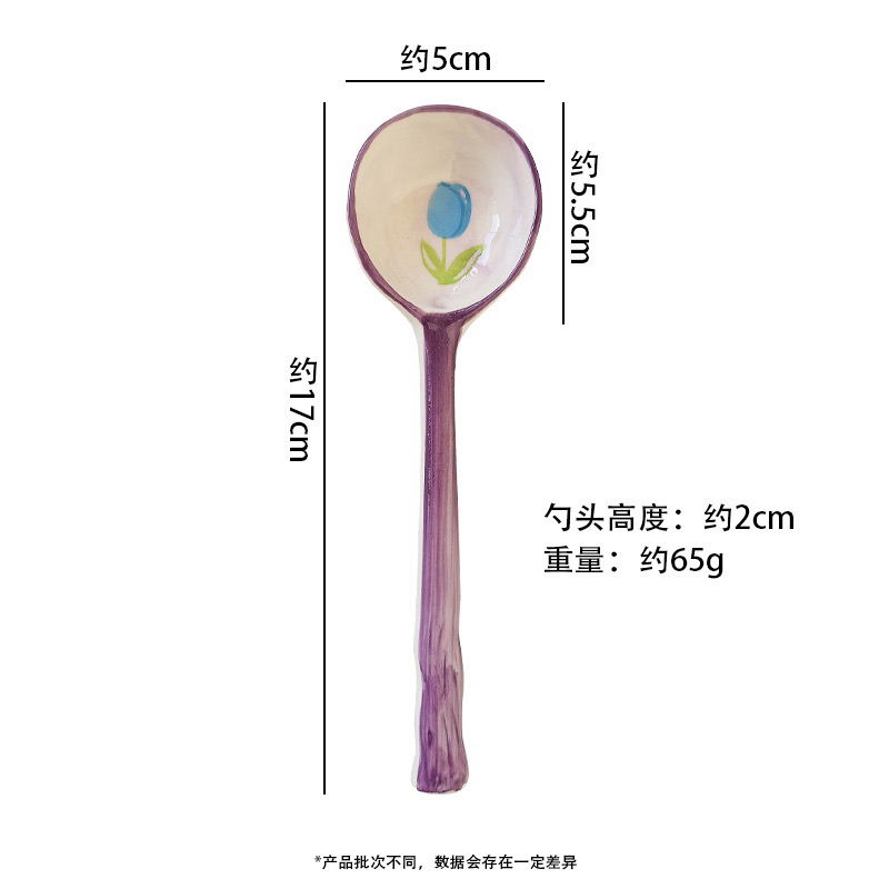 Thìa sứ, thìa gốm sứ hoạ tiết hoa tuylips