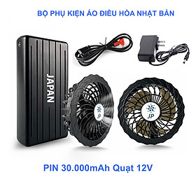 Bộ pin áo điều hòa, dung lượng pin 36000, quat 12v, day nối, sạc