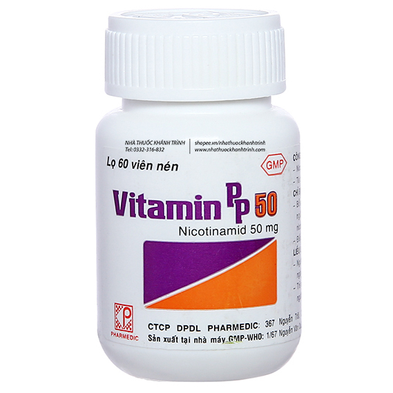 Vitamin PP 50 Nicotinamid 50mg của Pharmedic, lọ 60 viên