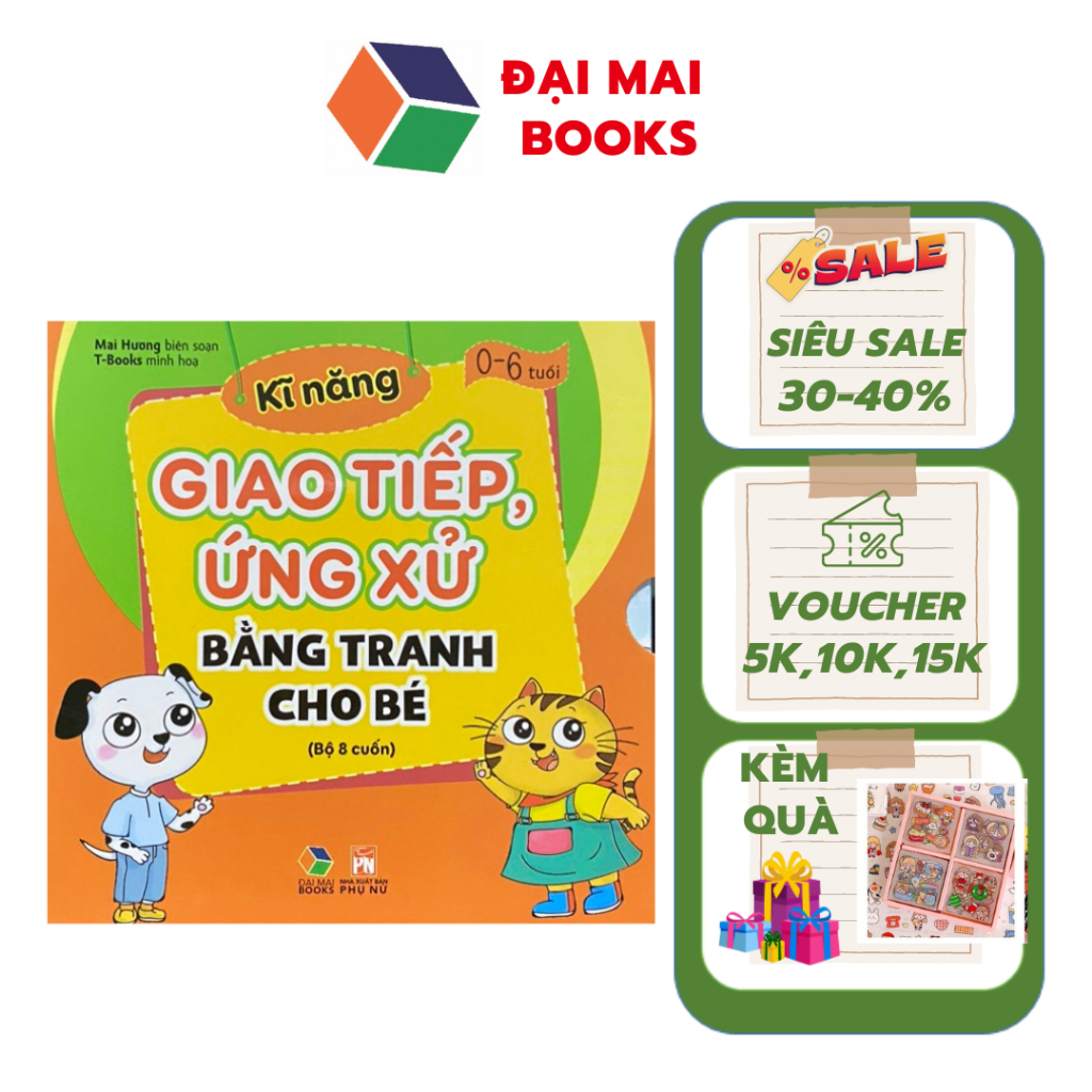 Sách - Bộ 8 cuốn Kĩ năng giao tiếp ứng xử bằng tranh cho bé ( +Tặng Quà ngẫu nhiên )