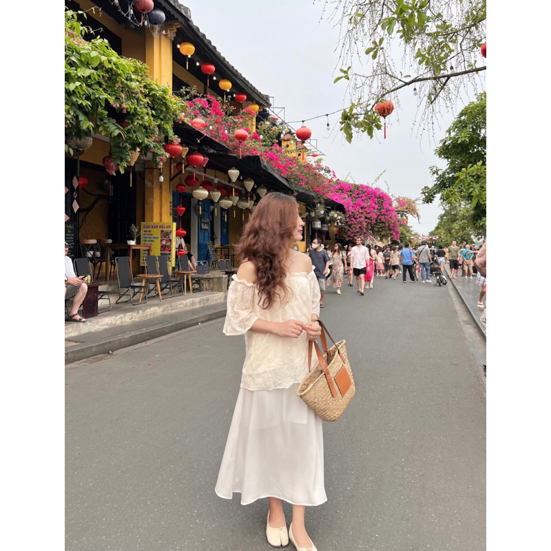 Áo trễ vai tơ hoa Cara Top Ma Vie
