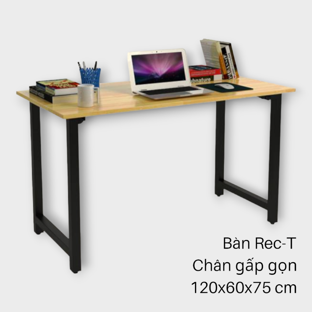 Bàn làm việc, học tập IBIE REC mặt gỗ chân sắt sơn tĩnh điện tùy chọn màu sắc, kiểu chân