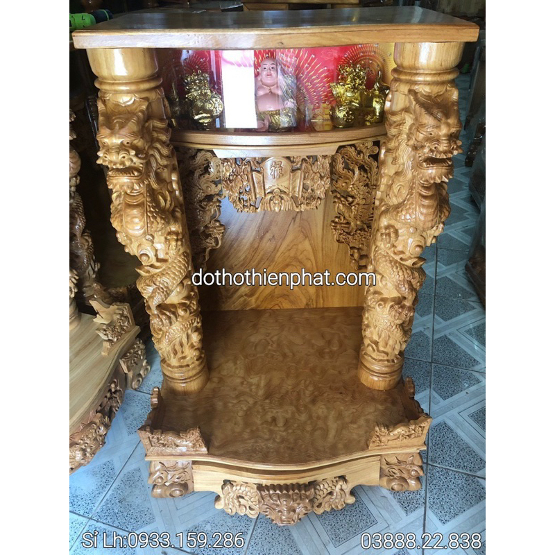 Bàn thờ thần tài ngang 81cm VIP rồng phun lửa giá sỉ Lh 0888838959