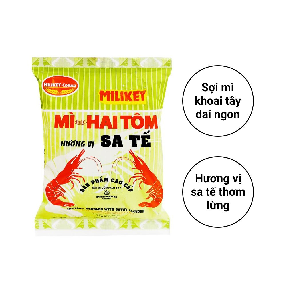 Mì sa tế tôm Miliket giấy gói 65g