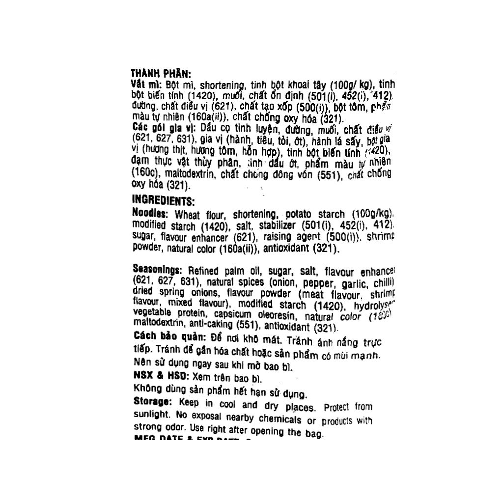 Mì sa tế tôm Miliket giấy gói 65g