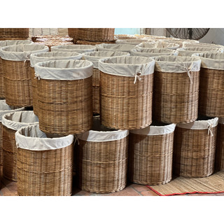 Sọt tròn đan mây có nắp (c1: 40x45cm- c2: 33x41cm) dùng đựng đồ dùng gia đinh, quần áo dơ, đồ chơi bé