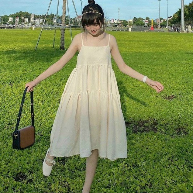 Váy suông đầm suông dáng dài maxi hai dây chất đũi mát siêu xinh PANOSI - V100 | BigBuy360 - bigbuy360.vn