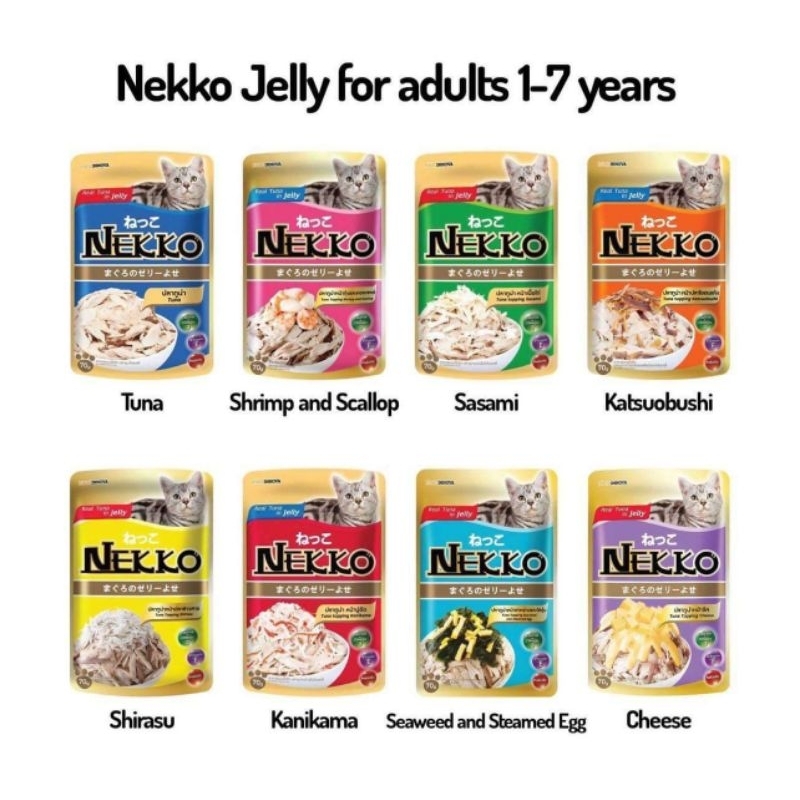 Pate gói Nekko Jelly nội địa Thái cho mèo 8 vị 70g