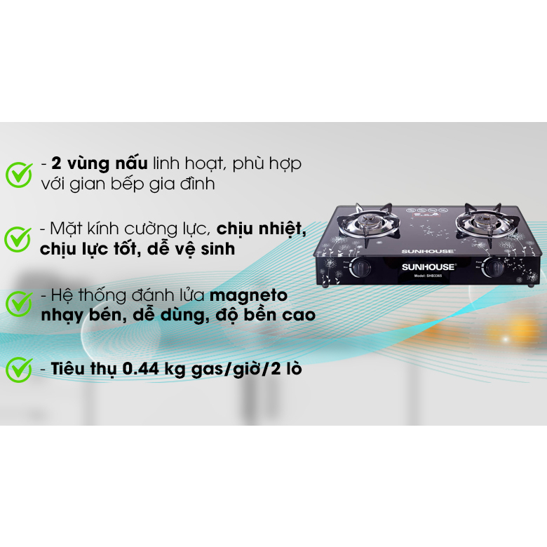 Bếp ga đôi Sunhouse SHB3365 hàng mới chính hãng 100%