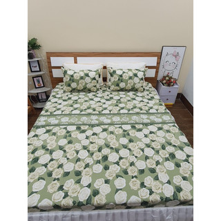 Ga chun kèm 2 vỏ gối nằm cotton poly nhiều hoạ tiết