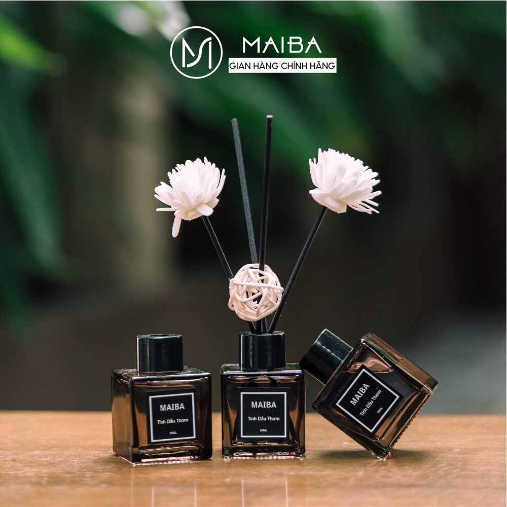 Tinh Dầu Thiên Nhiên MAIBA 50ML Bản Sang Trọng Kèm Que Hoa Khuếch Tán MB50