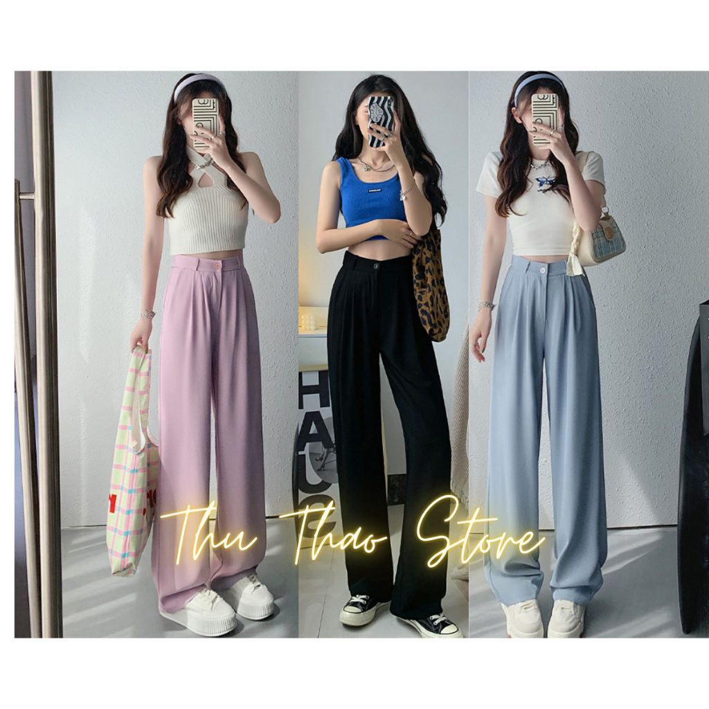 Quần ống rộng nữ dáng basic, quần tây lưng cao big size dáng suông rộng dài 7 màu độc lạ đẹp.