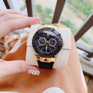 Đồng hồ nữ Guess W1053L7 Limelight Crystal Black Dial 39mm, Dây cao su, Authentic, fullbox, Luxury diamond watch