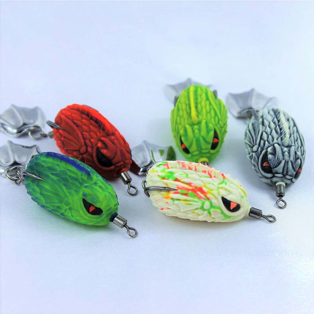 Mồi câu lure HUTER V6, nhái hơi câu lure Thái Lan mồi câu cá lóc siêu nhạy size 7g 3,8cm