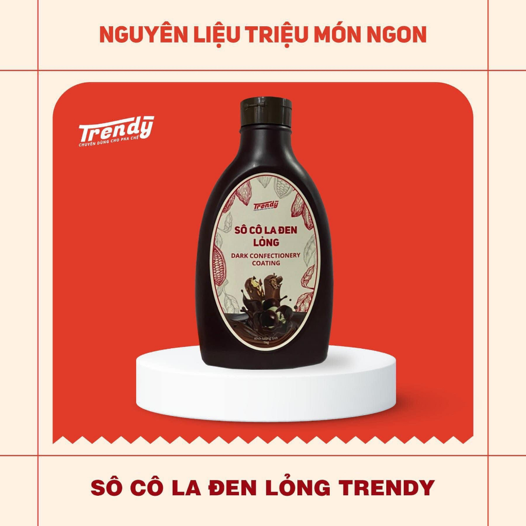 Sốt SOCOLA GIÒN Trendy chai 1kg làm lớp socola giòn cho kem , đồ uống
