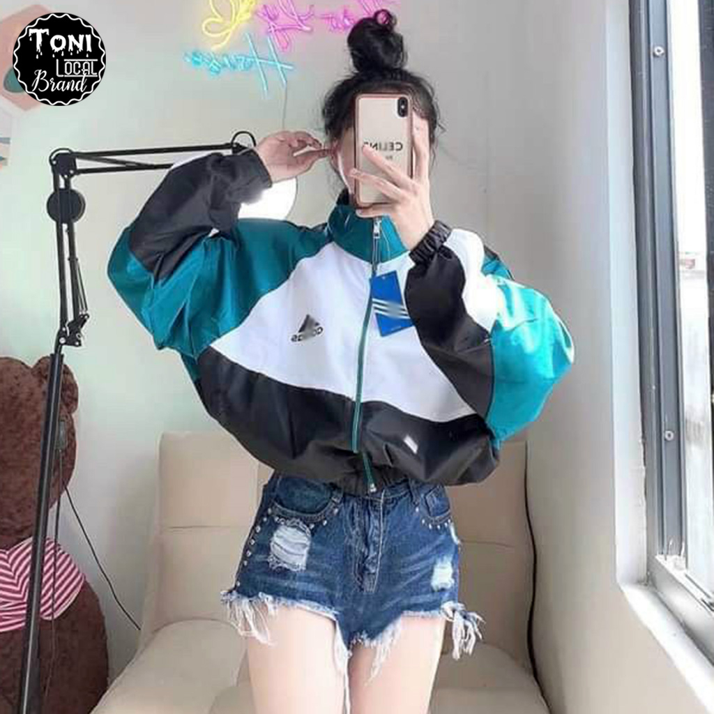 Áo Khoác Dù phối form Dơi Croptop Agidax 2 lớp Unisex