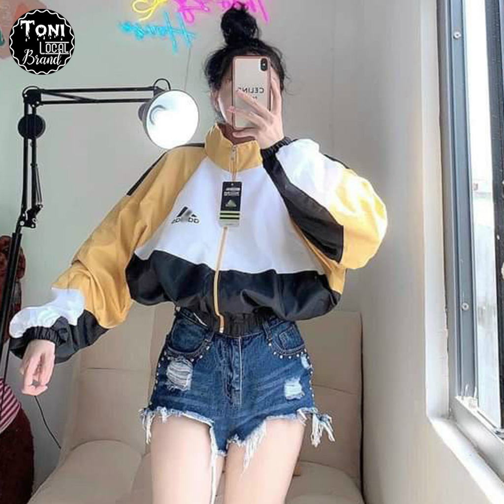 Áo Khoác Dù phối form Dơi Croptop Agidax 2 lớp Unisex