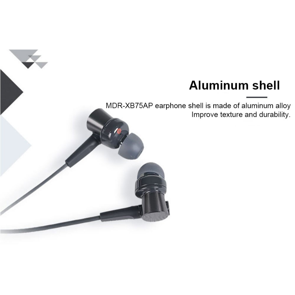 SONY MDR XB75AP với tai nghe bass 3.5mm được gắn với tai nghe âm thanh được gắn với micro
