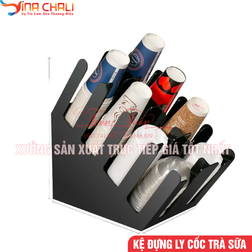 Kệ Đựng Ly Cốc Trà Sữa, Cafe, TakeAway - 8 Ngăn, Nghiêng - Nhiều Mẫu Đẹp Cao Cấp